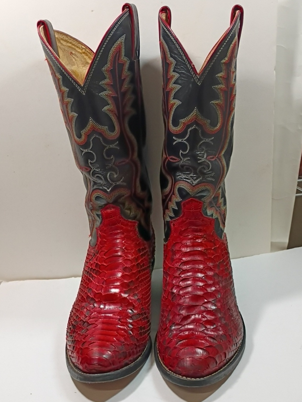Justin Men's Red Exotic Python Leather Western Men Boots Size 12